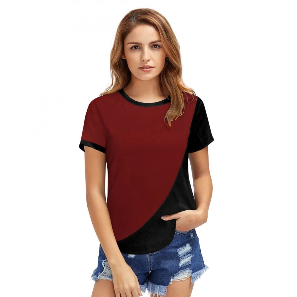 Vaystra Polyester, Knitting Western Wear T-Shirt – Maroon