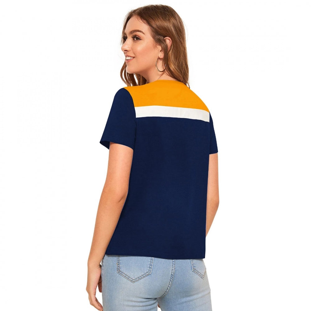 Vaystra Polyester, Knitting Western Wear T-Shirt – Yellow