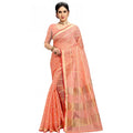 Vaystra Kota Doria Cotton Checked Saree With Blouse – Peach