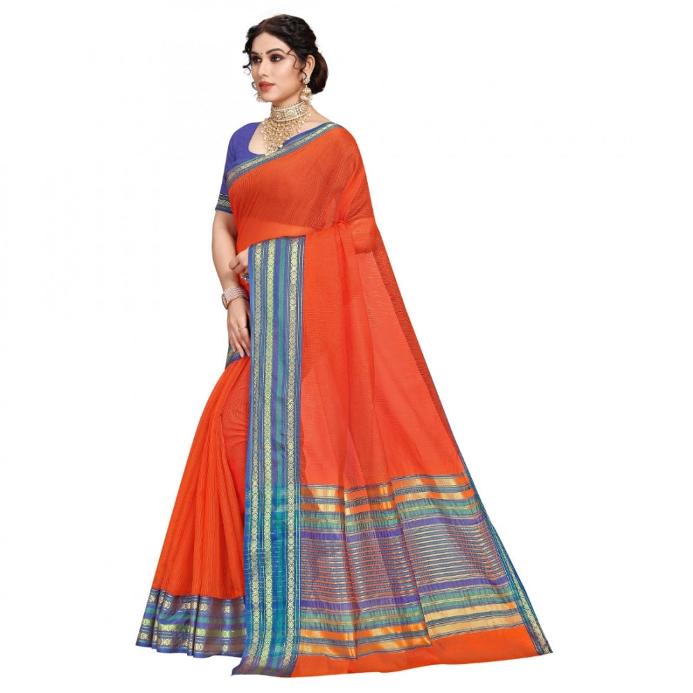 Vaystra Kota Doria Cotton Bordered Saree With Blouse – Fanta