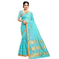 Vaystra Kota Doria Cotton Checked Saree With Blouse – Sky Blue