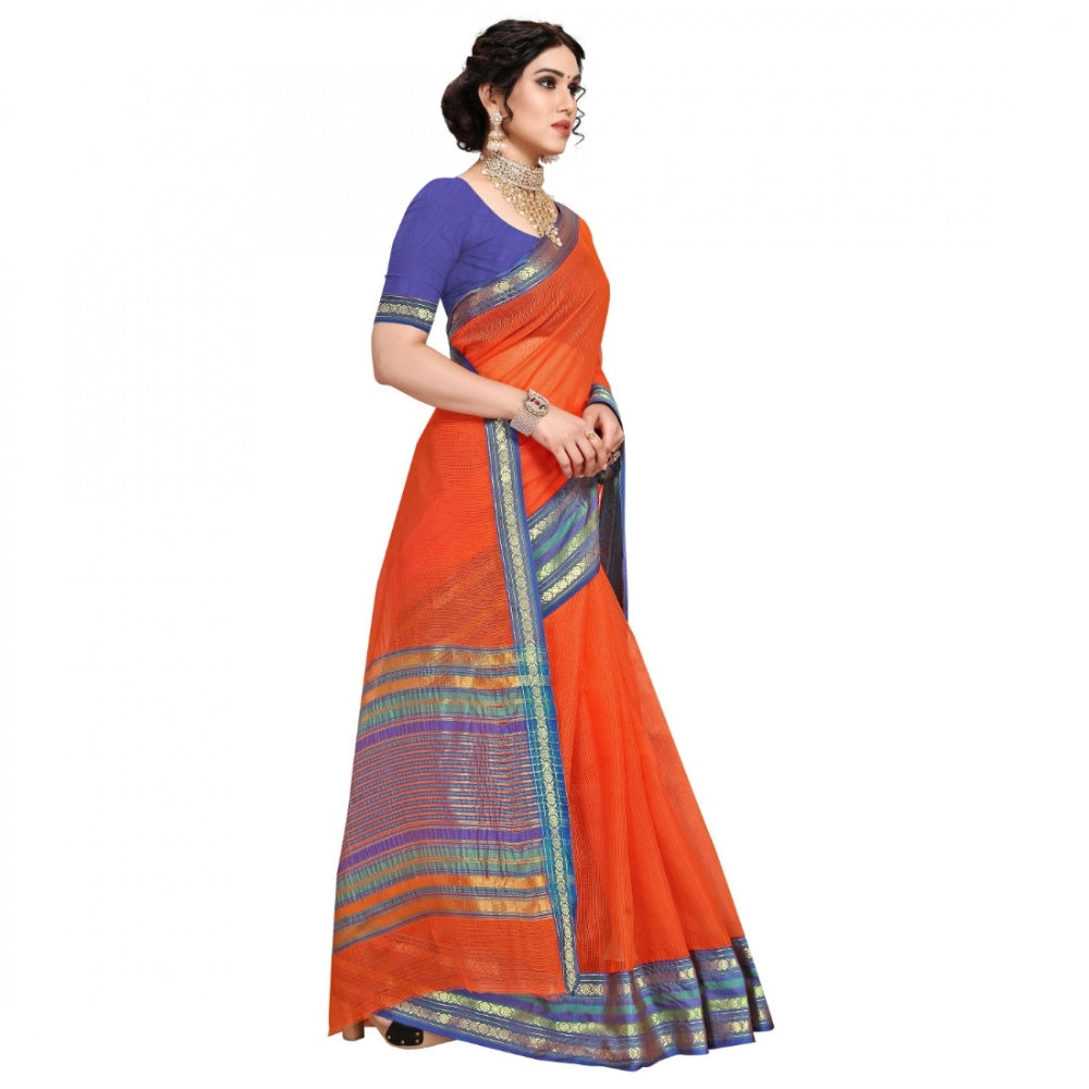 Vaystra Kota Doria Cotton Bordered Saree With Blouse – Fanta