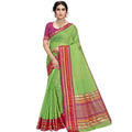 Vaystra Kota Doria Cotton Bordered Saree With Blouse – Light Green