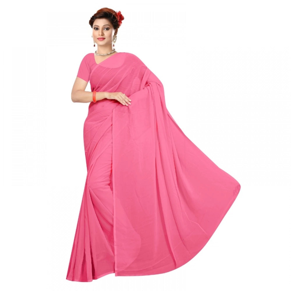 Vaystra Georgette Plain Saree With Blouse