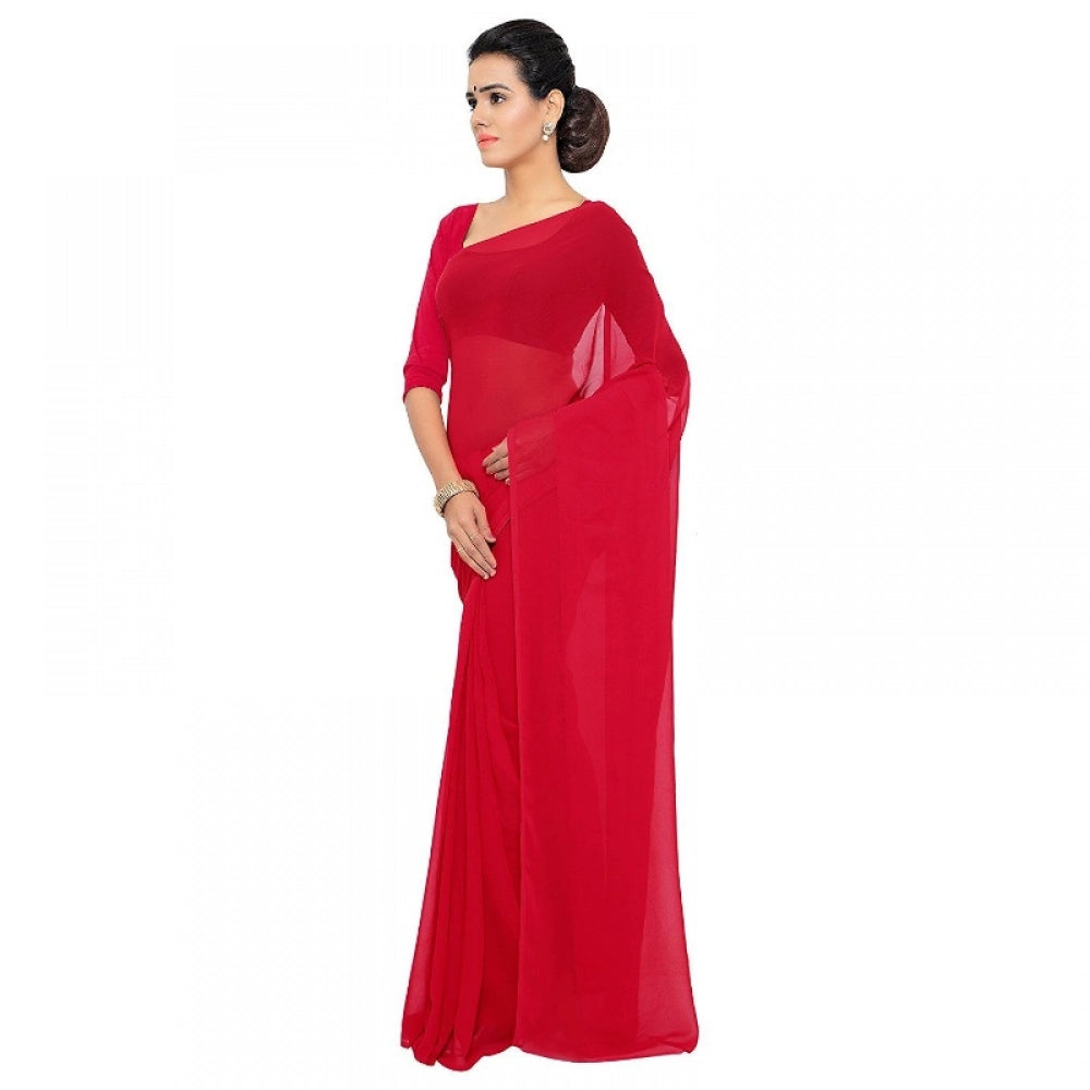 Vaystra Georgette Plain Saree With Blouse