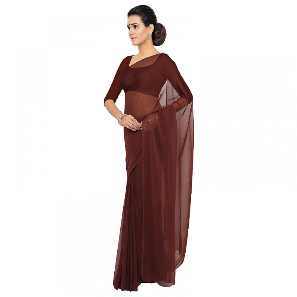 Vaystra Georgette Plain Saree With Blouse