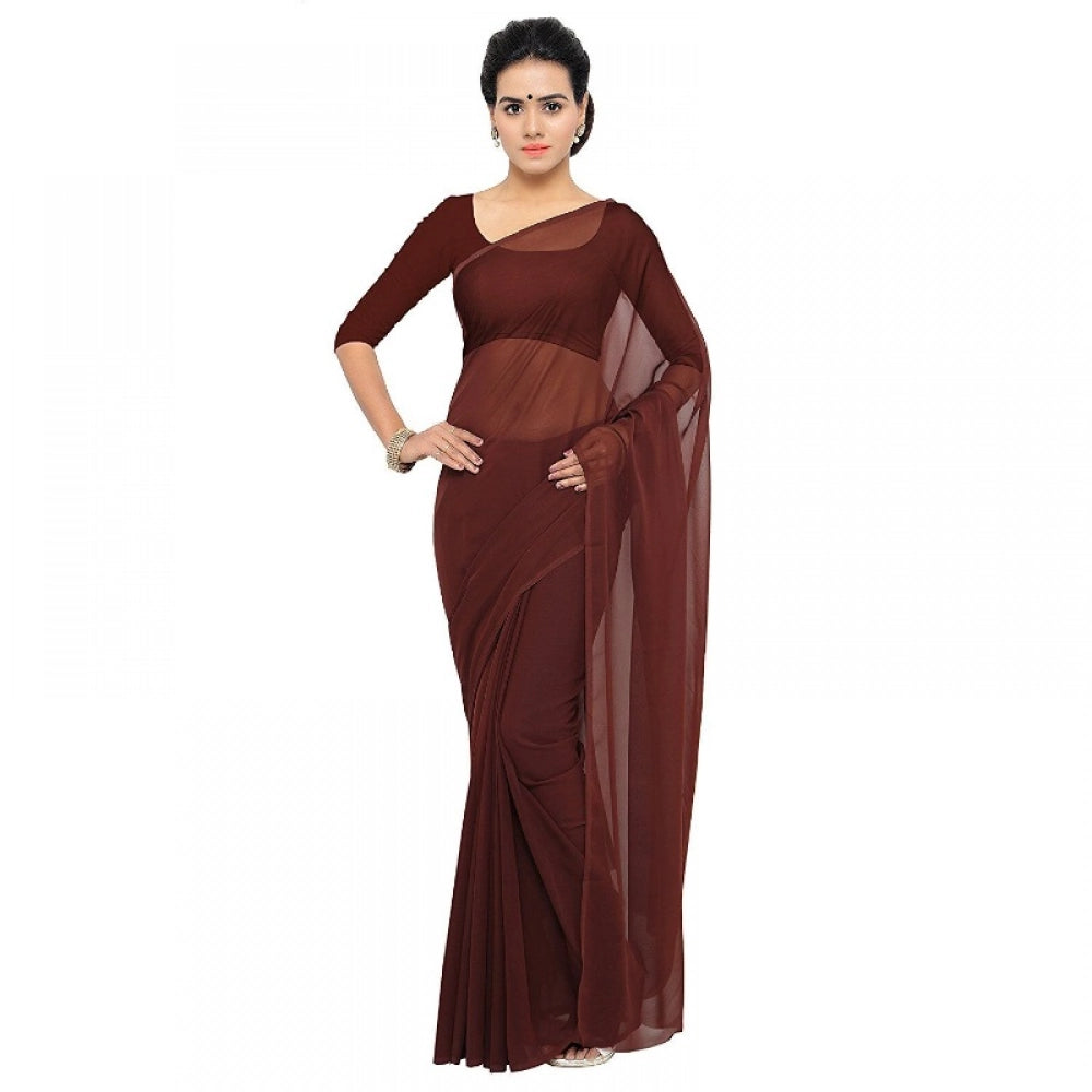 Vaystra Georgette Plain Saree With Blouse
