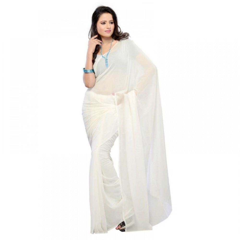 Vaystra Georgette Plain Saree With Blouse