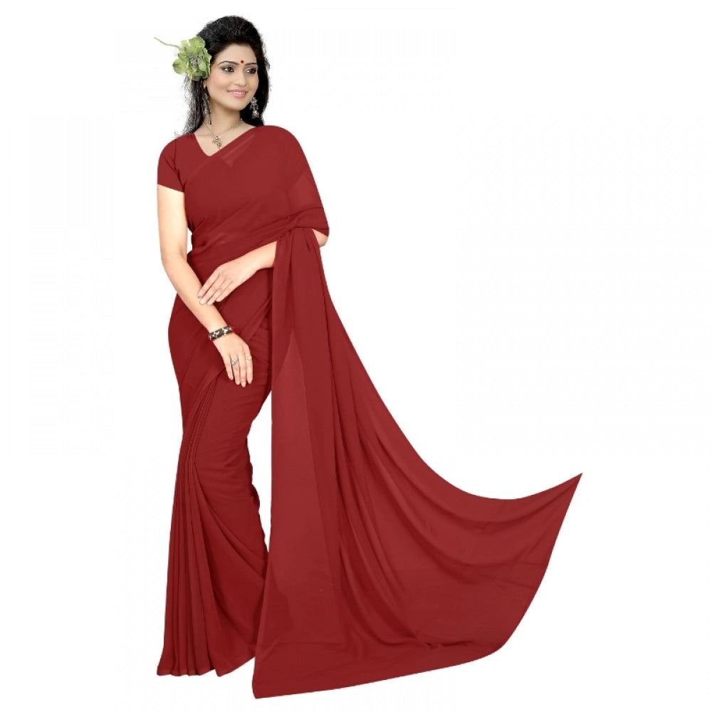 Vaystra Georgette Plain Saree With Blouse