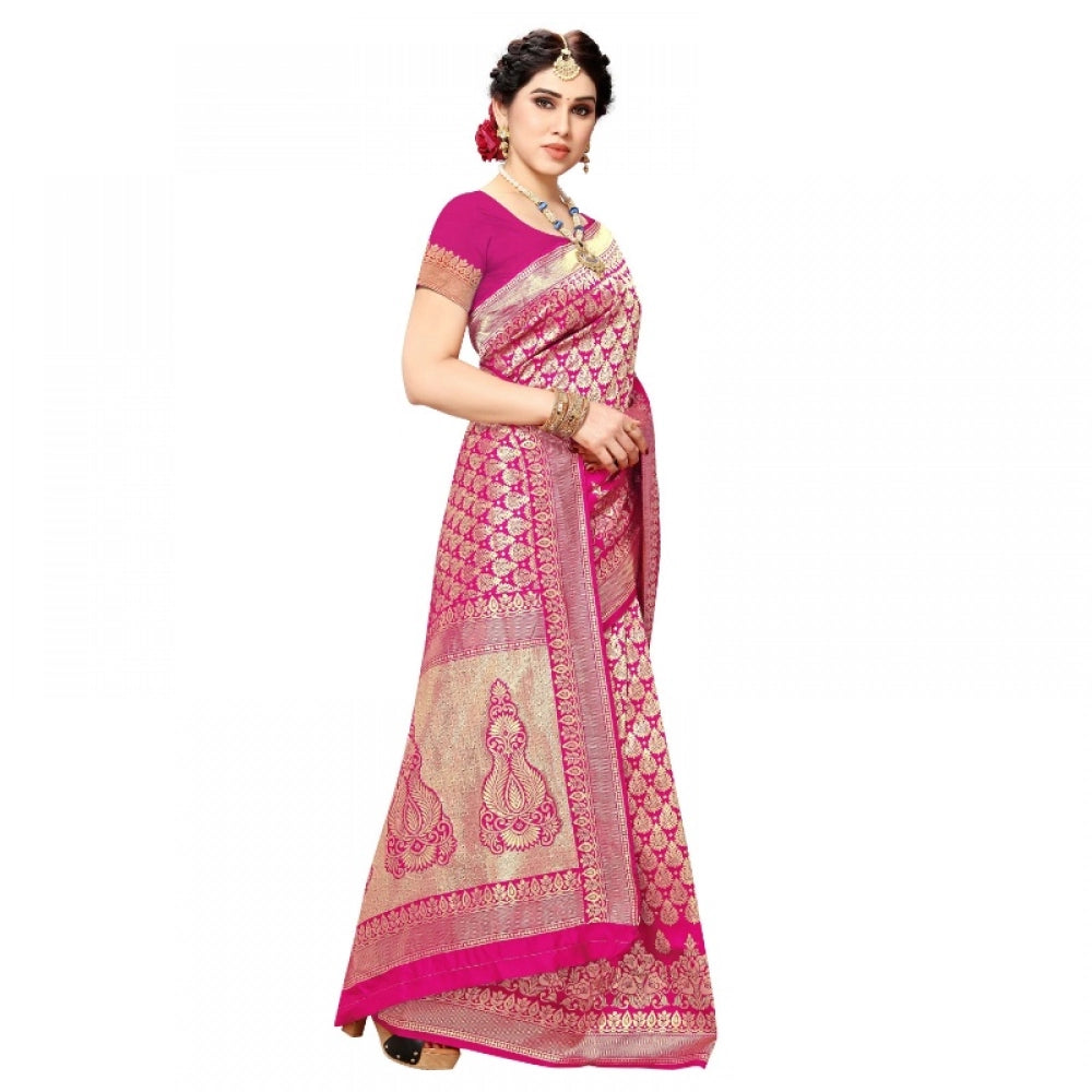 Vaystra Jacquard Silk Kanjivaram Jacquard Silk Saree With Blouse