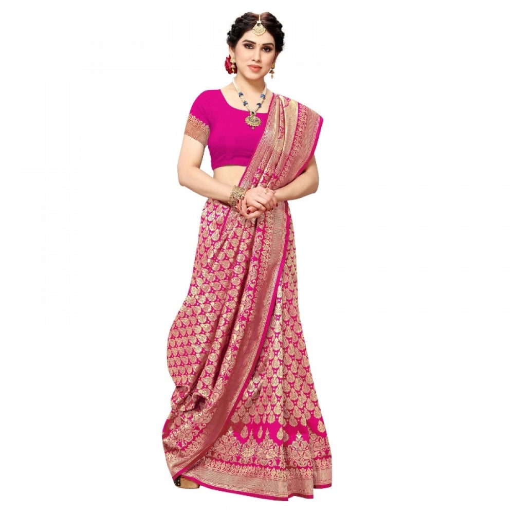 Vaystra Jacquard Silk Kanjivaram Jacquard Silk Saree With Blouse