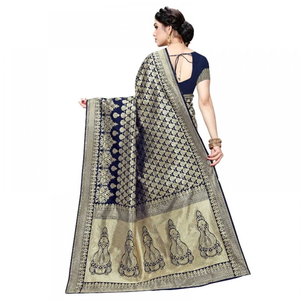 Vaystra Jacquard Silk Kanjivaram Jacquard Silk Saree With Blouse