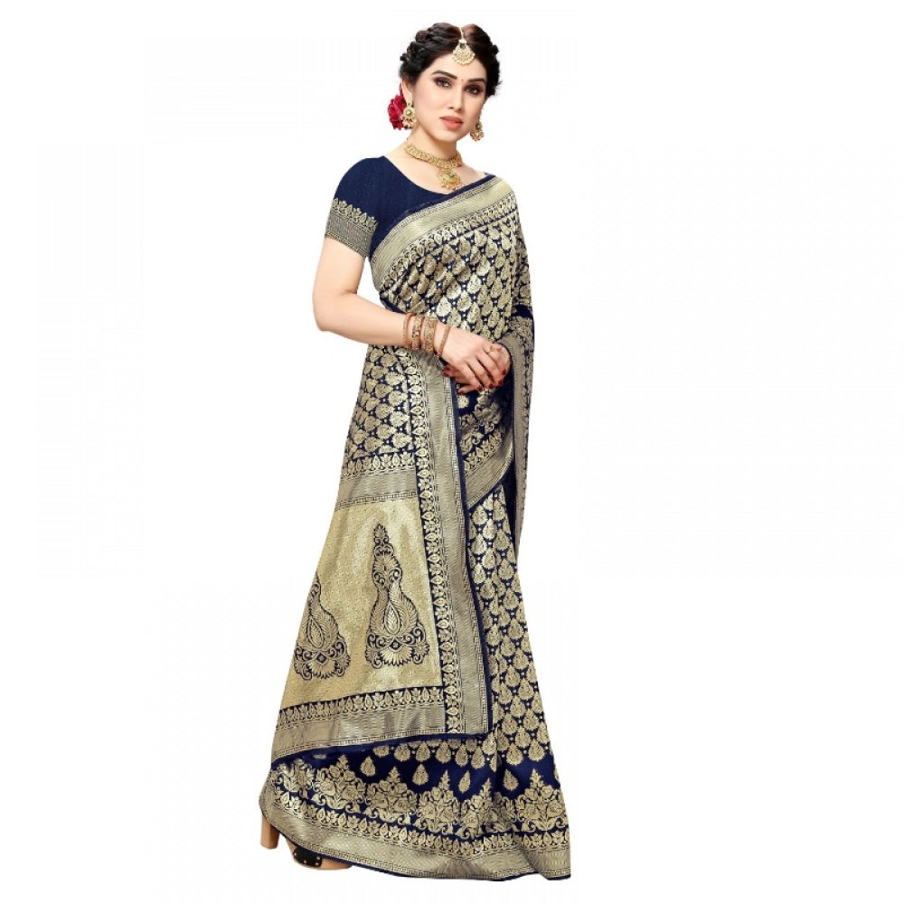 Vaystra Jacquard Silk Kanjivaram Jacquard Silk Saree With Blouse