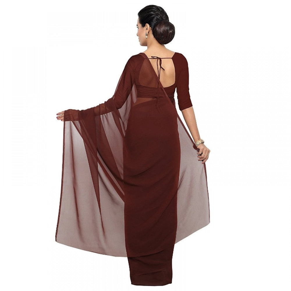 Vaystra Georgette Plain Saree With Blouse