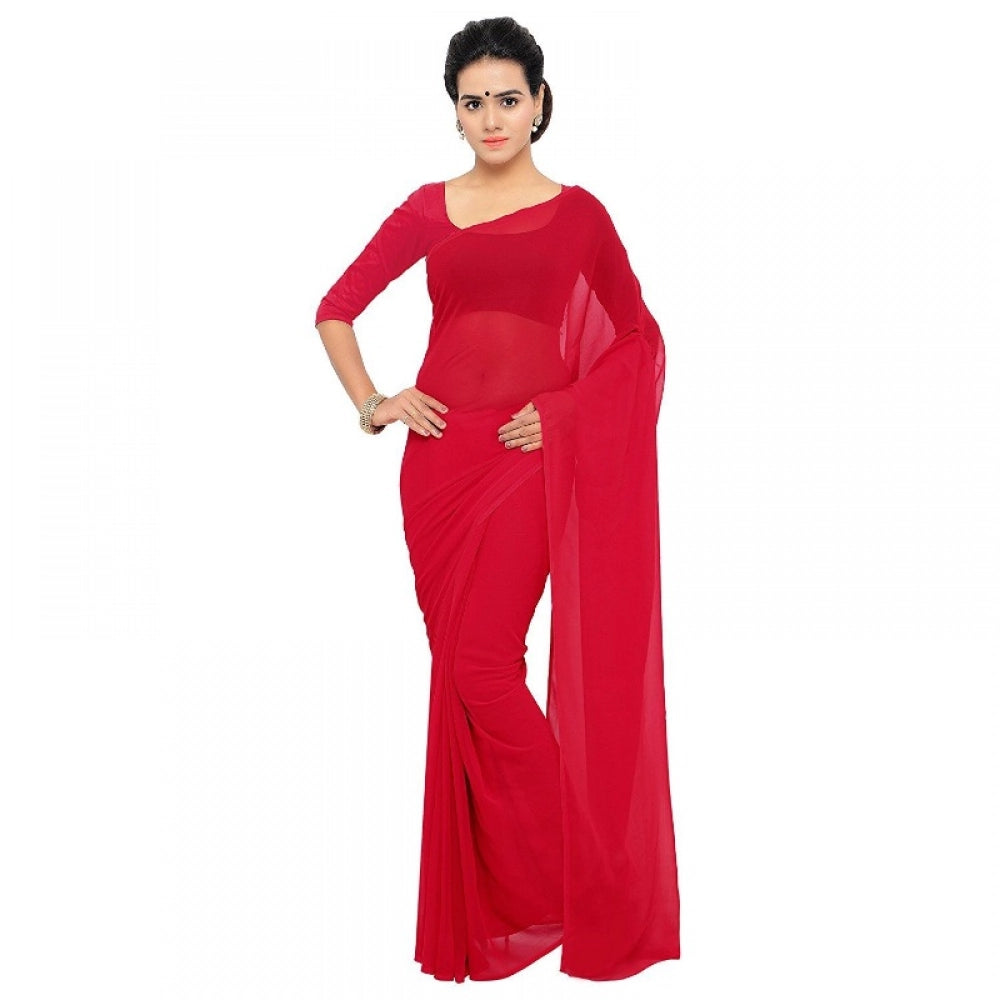Vaystra Georgette Plain Saree With Blouse
