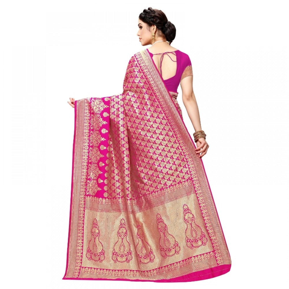 Vaystra Jacquard Silk Kanjivaram Jacquard Silk Saree With Blouse
