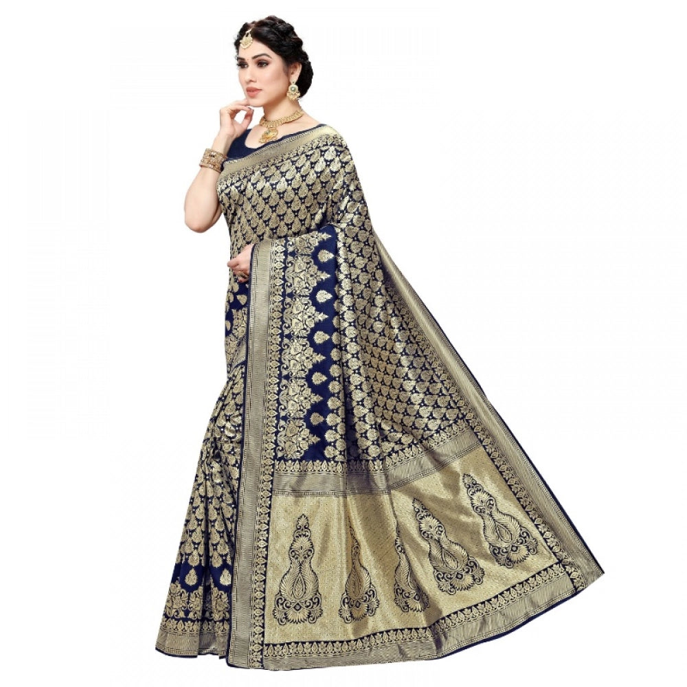 Vaystra Jacquard Silk Kanjivaram Jacquard Silk Saree With Blouse