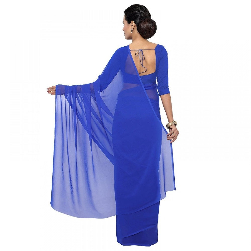 Vaystra Georgette Plain Saree With Blouse