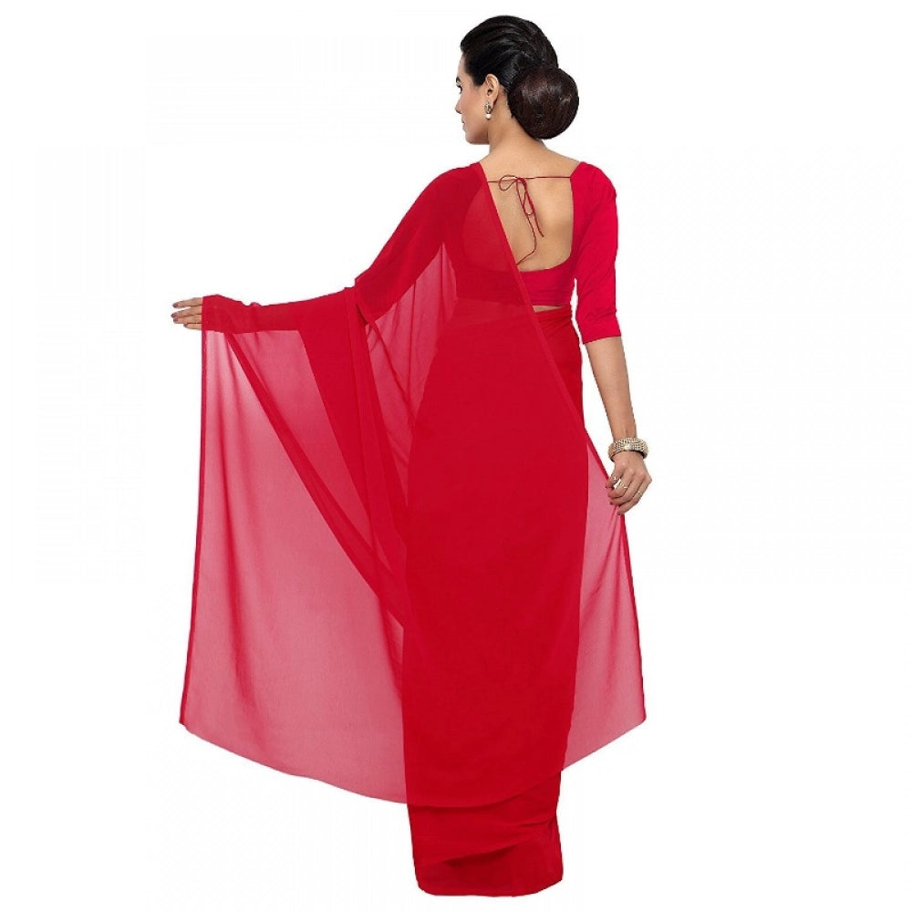 Vaystra Georgette Plain Saree With Blouse