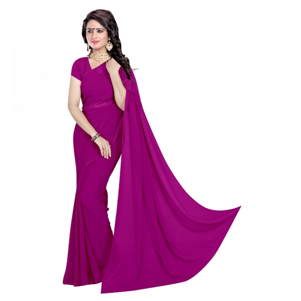Vaystra Georgette Plain Saree With Blouse