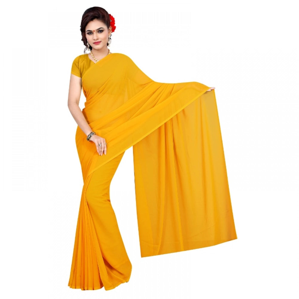 Vaystra Georgette Plain Saree With Blouse