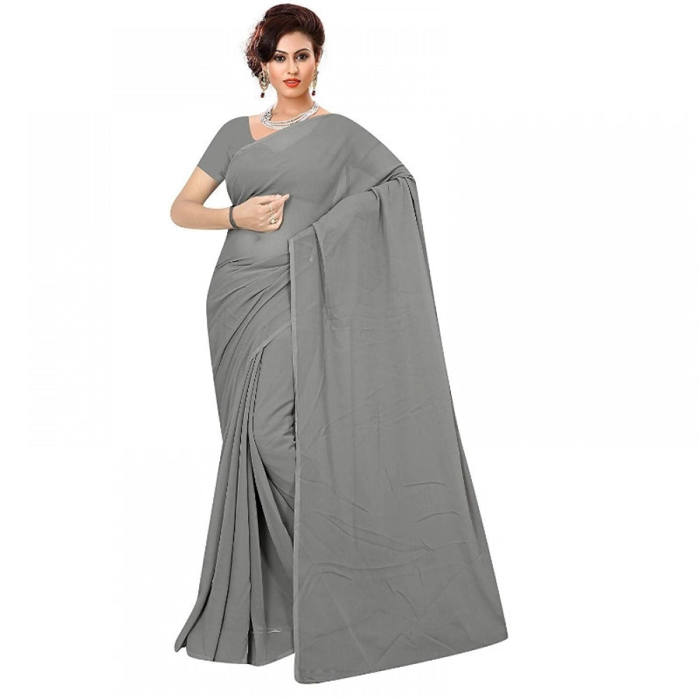 Vaystra Georgette Plain Saree With Blouse