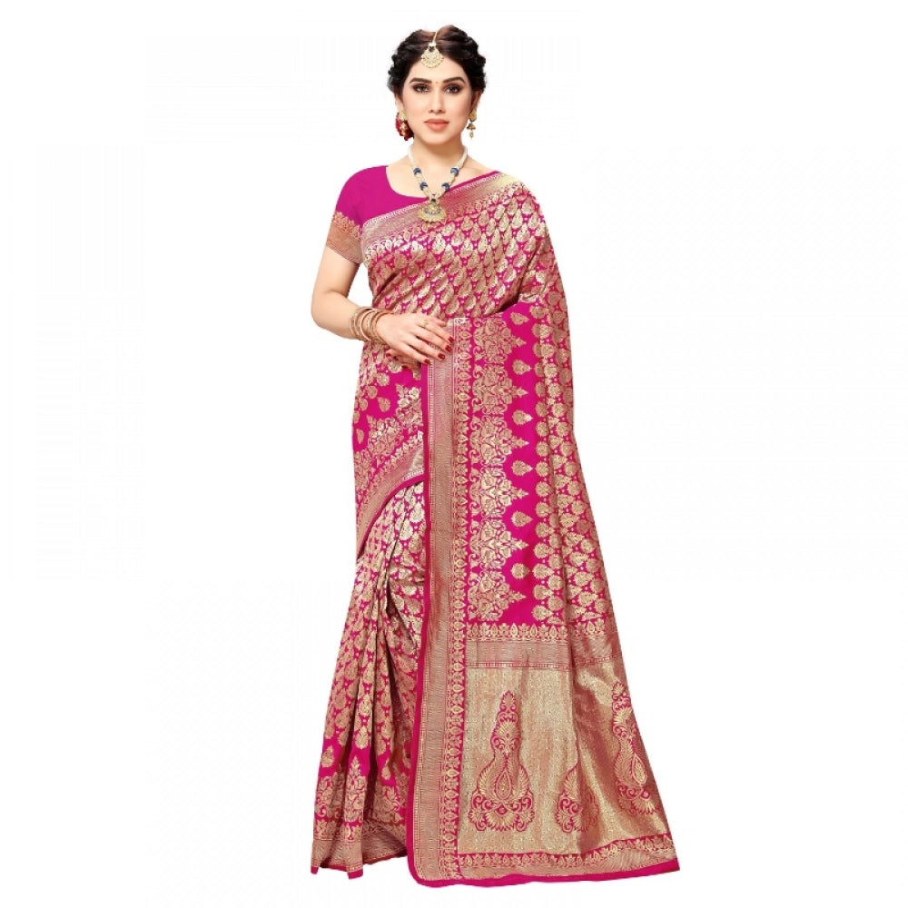 Vaystra Jacquard Silk Kanjivaram Jacquard Silk Saree With Blouse