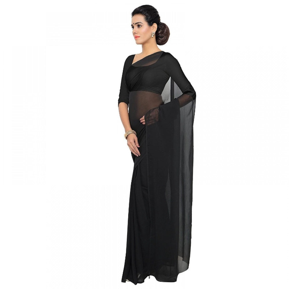 Vaystra Georgette Plain Saree With Blouse
