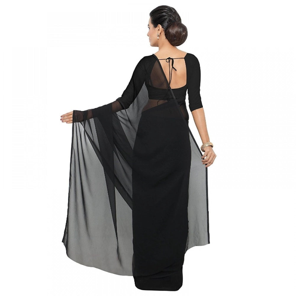 Vaystra Georgette Plain Saree With Blouse