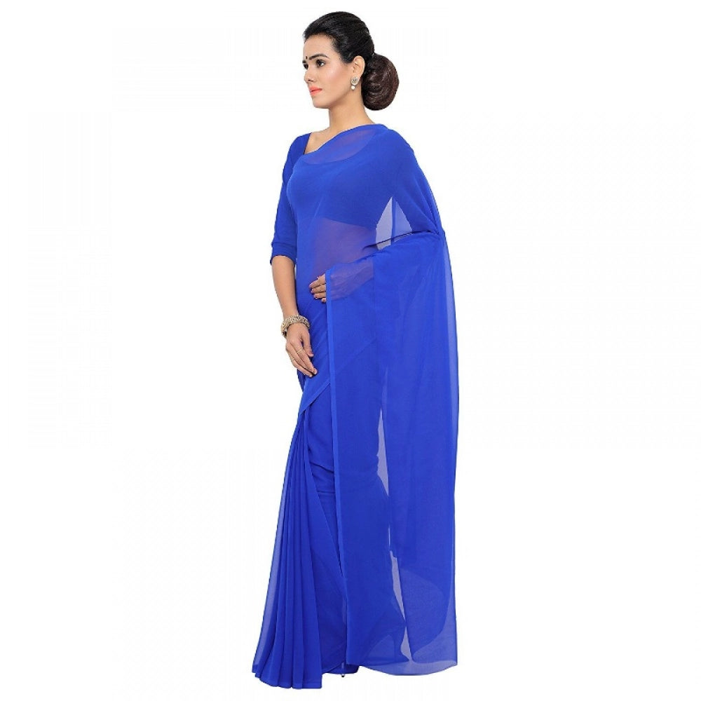 Vaystra Georgette Plain Saree With Blouse