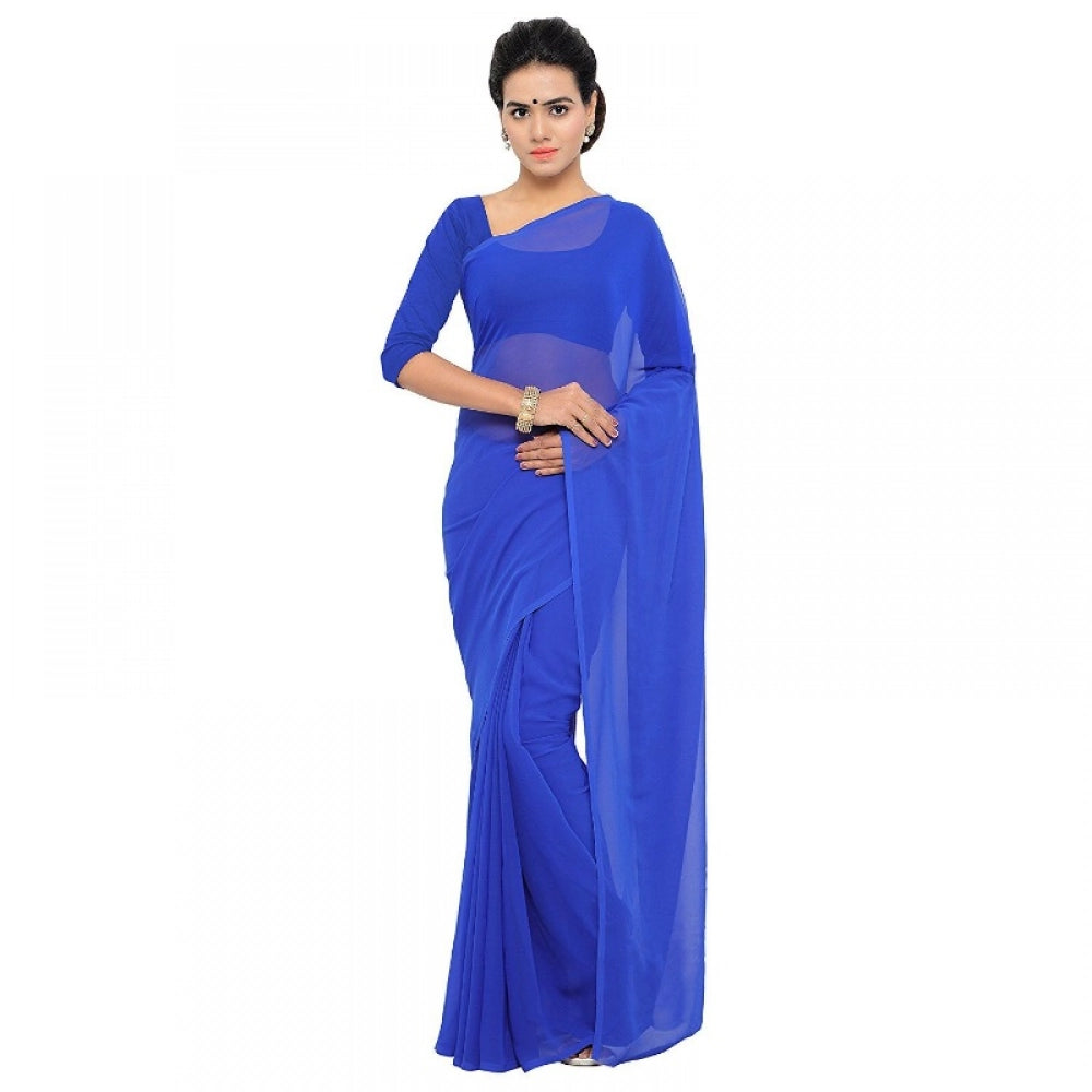 Vaystra Georgette Plain Saree With Blouse