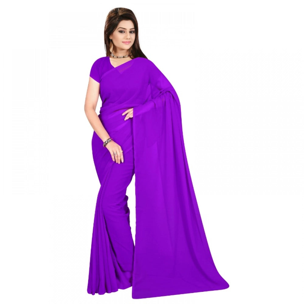 Vaystra Georgette Plain Saree With Blouse