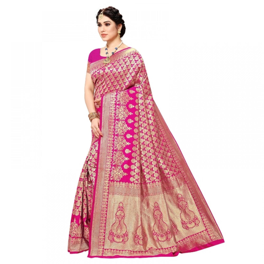 Vaystra Jacquard Silk Kanjivaram Jacquard Silk Saree With Blouse