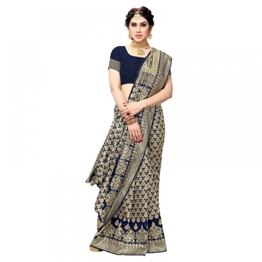 Vaystra Jacquard Silk Kanjivaram Jacquard Silk Saree With Blouse