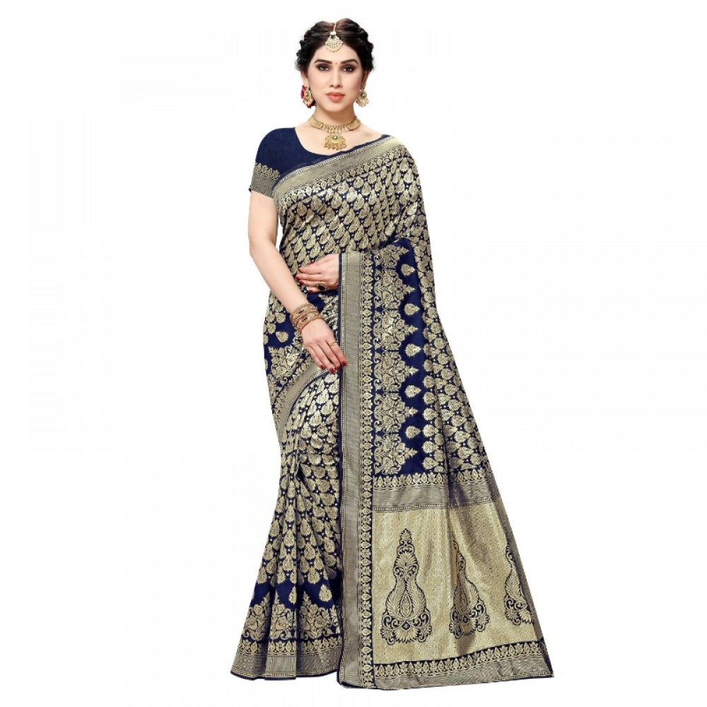 Vaystra Jacquard Silk Kanjivaram Jacquard Silk Saree With Blouse