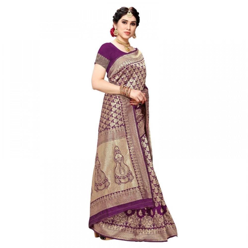 Vaystra Jacquard Silk Kanjivaram Jacquard Silk Saree With Blouse