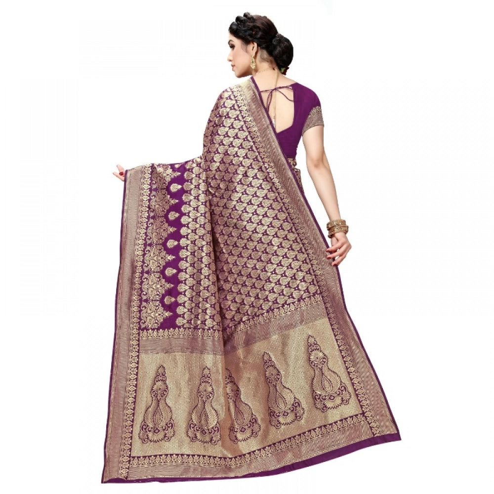 Vaystra Jacquard Silk Kanjivaram Jacquard Silk Saree With Blouse