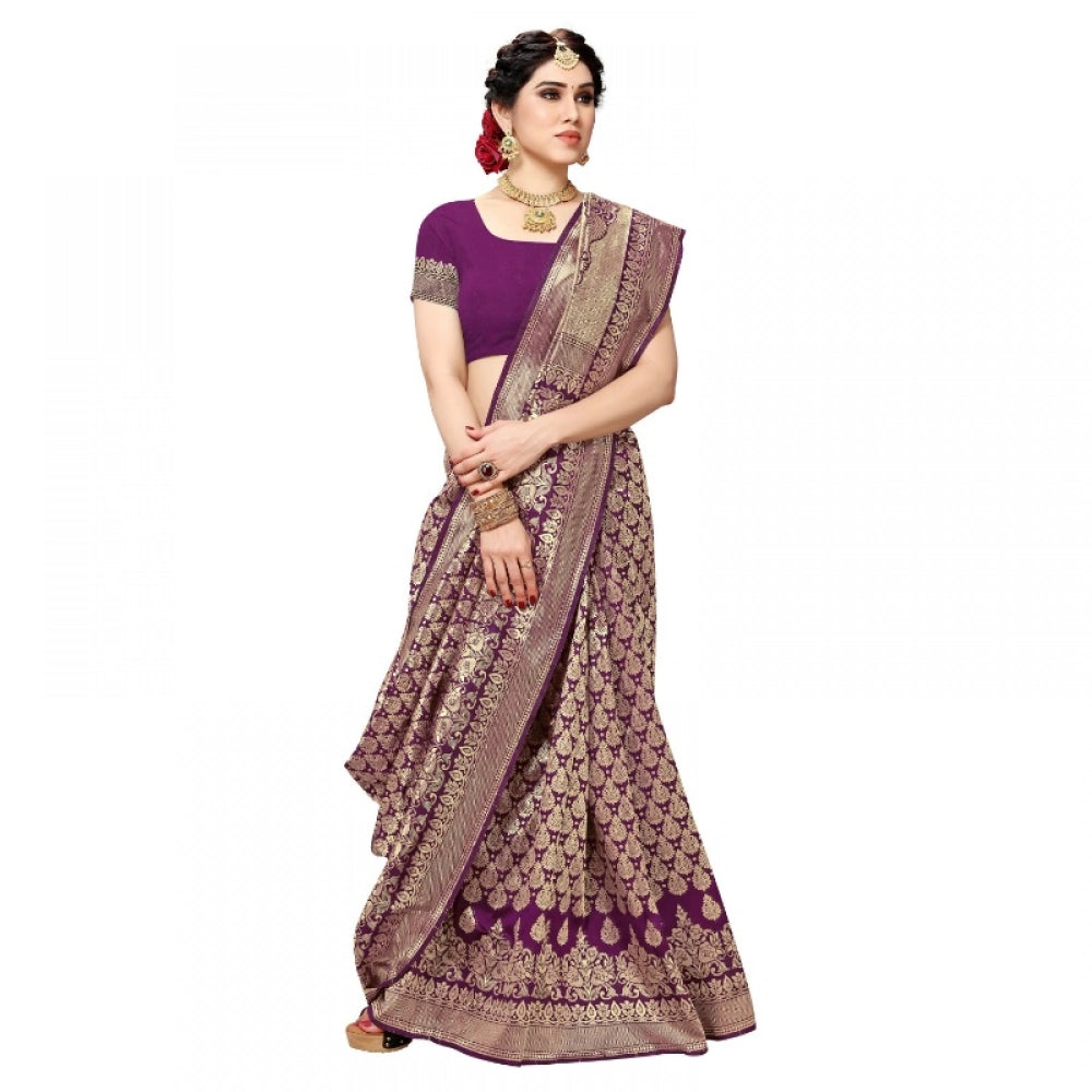 Vaystra Jacquard Silk Kanjivaram Jacquard Silk Saree With Blouse