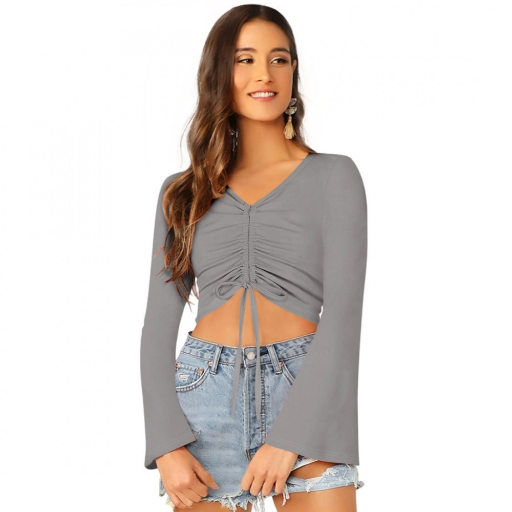 Vaystra 95% Polyester 5% Spandex Western Wear Tops – Grey