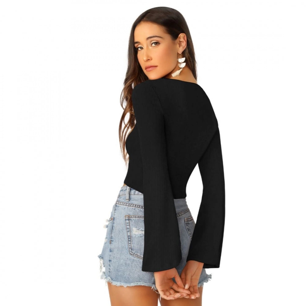 Vaystra 95% Polyester 5% Spandex Western Wear Tops – Black