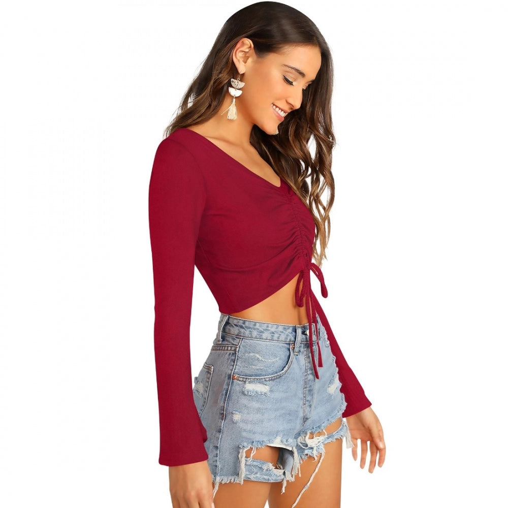 Vaystra 95% Polyester 5% Spandex Western Wear Tops – Maroon