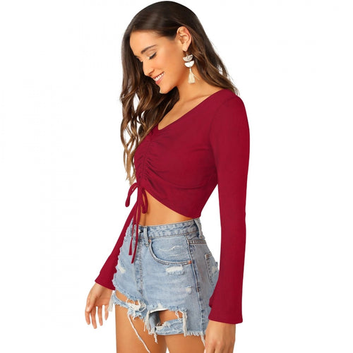 Vaystra 95% Polyester 5% Spandex Western Wear Tops – Maroon