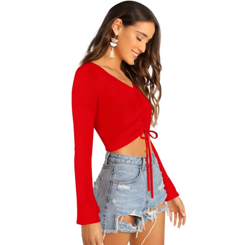 Vaystra 95% Polyester 5% Spandex Western Wear Tops – Red