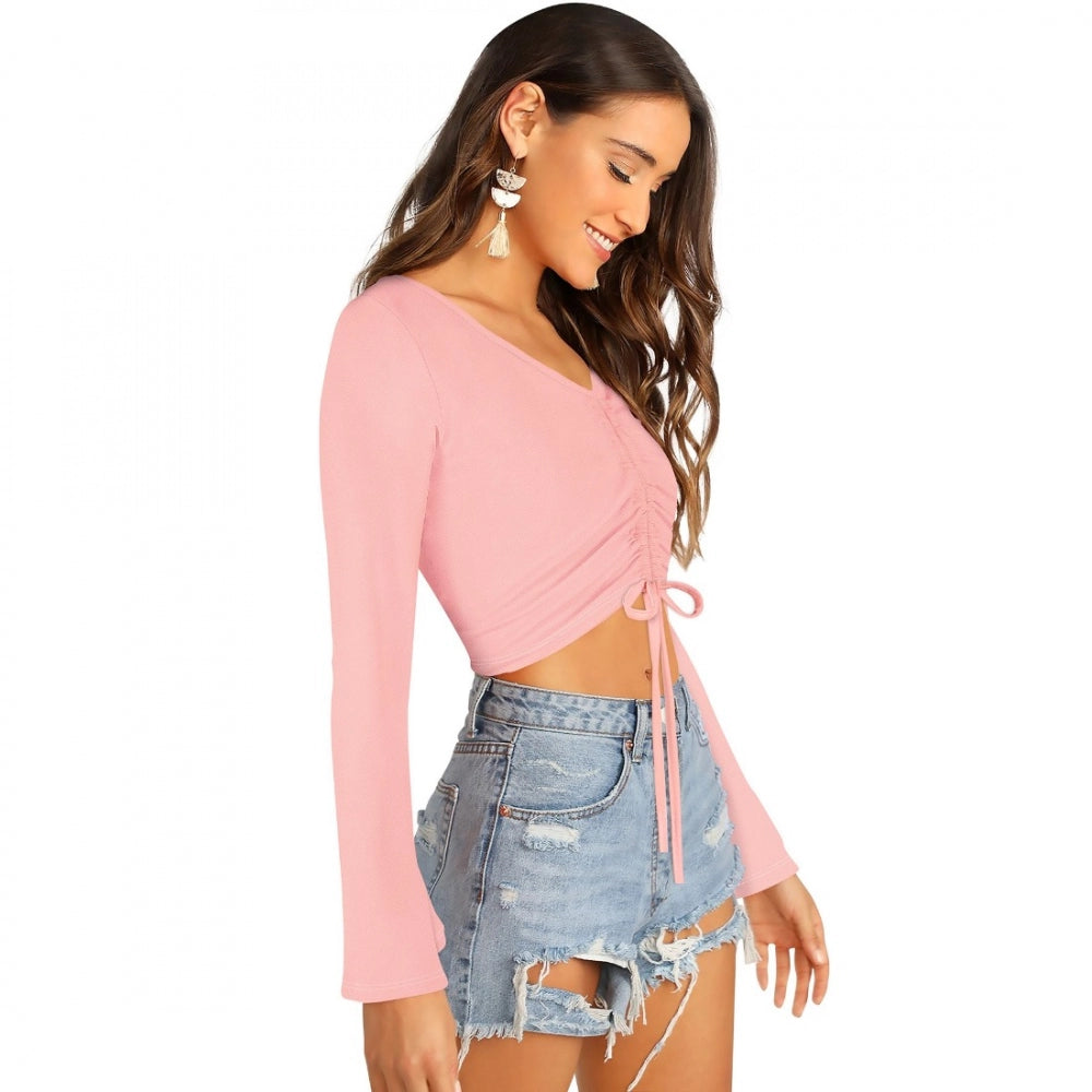 Vaystra 95% Polyester 5% Spandex Western Wear Tops – Peach