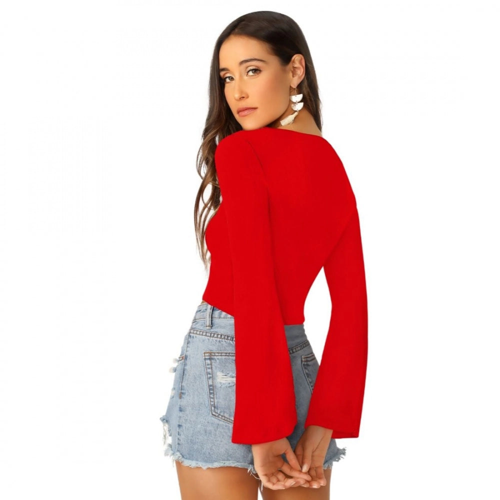 Vaystra 95% Polyester 5% Spandex Western Wear Tops – Red