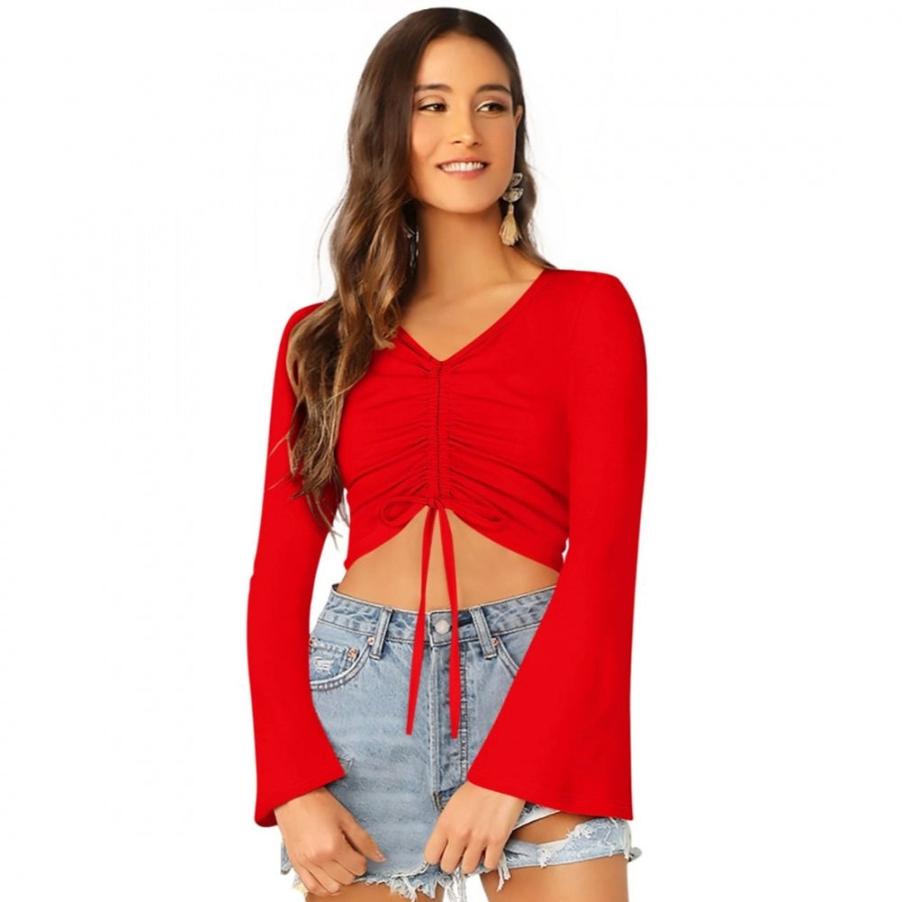Vaystra 95% Polyester 5% Spandex Western Wear Tops – Red