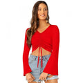 Vaystra 95% Polyester 5% Spandex Western Wear Tops – Red