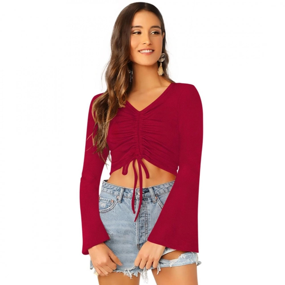 Vaystra 95% Polyester 5% Spandex Western Wear Tops – Maroon