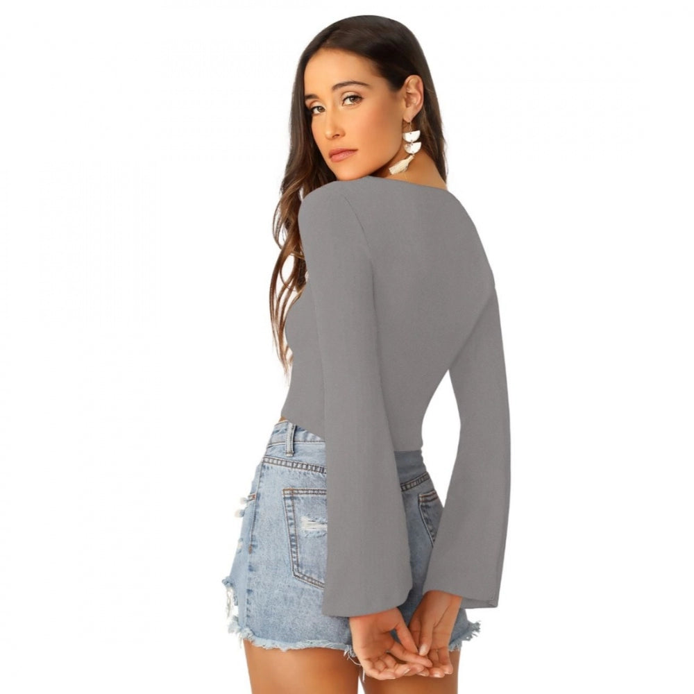 Vaystra 95% Polyester 5% Spandex Western Wear Tops – Grey