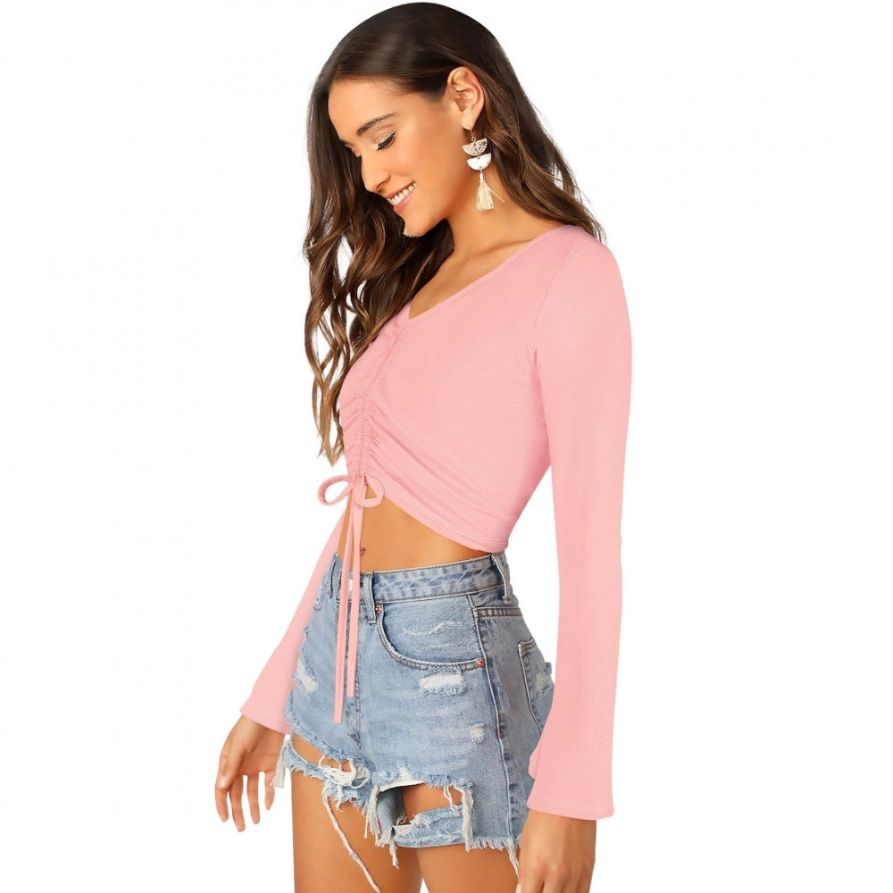 Vaystra 95% Polyester 5% Spandex Western Wear Tops – Peach